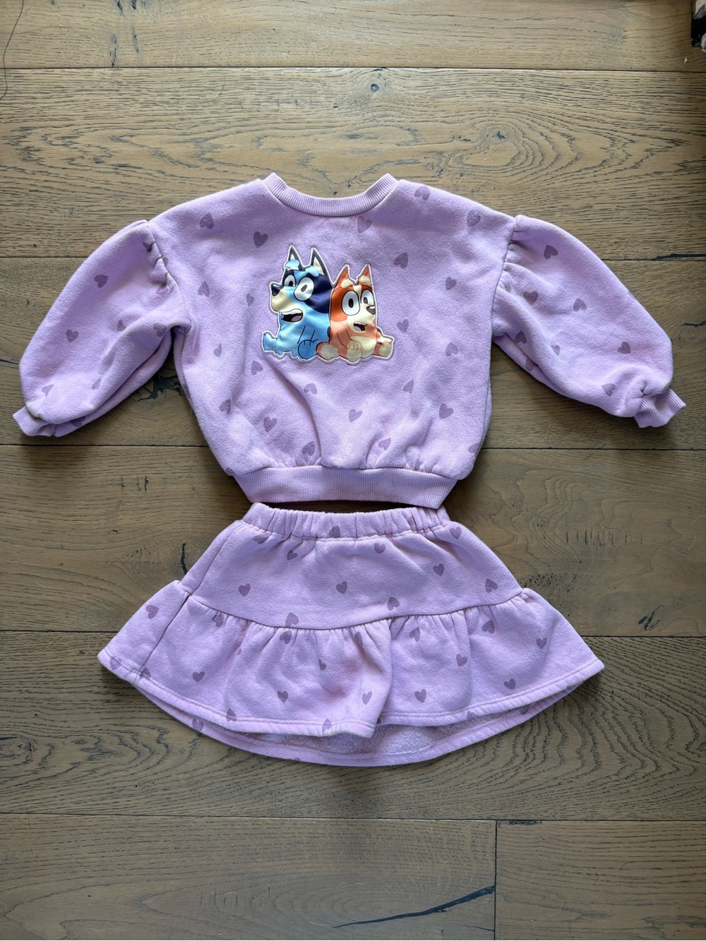 Bluey & Bingo Purple Heart Sweatshirt Skort Set 3T